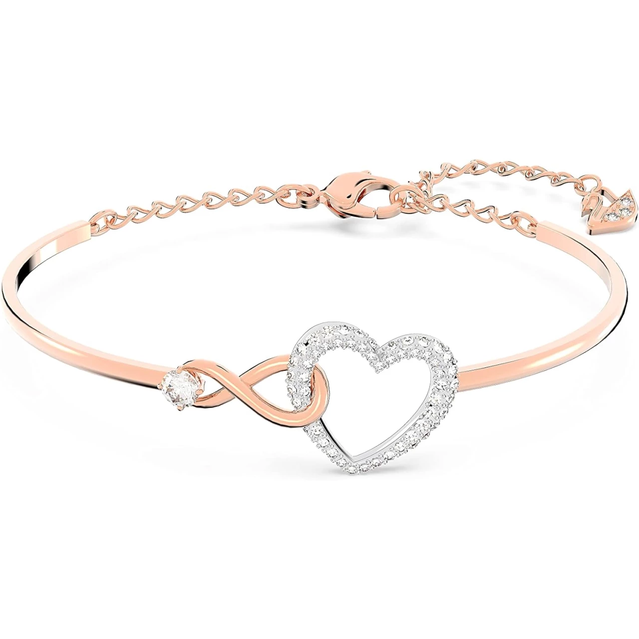 Swarovski Infinity Heart Jewelry Collection, Necklaces and Bracelets, Rose Gold &amp; Rhodium Tone Finish, Clear Crystals