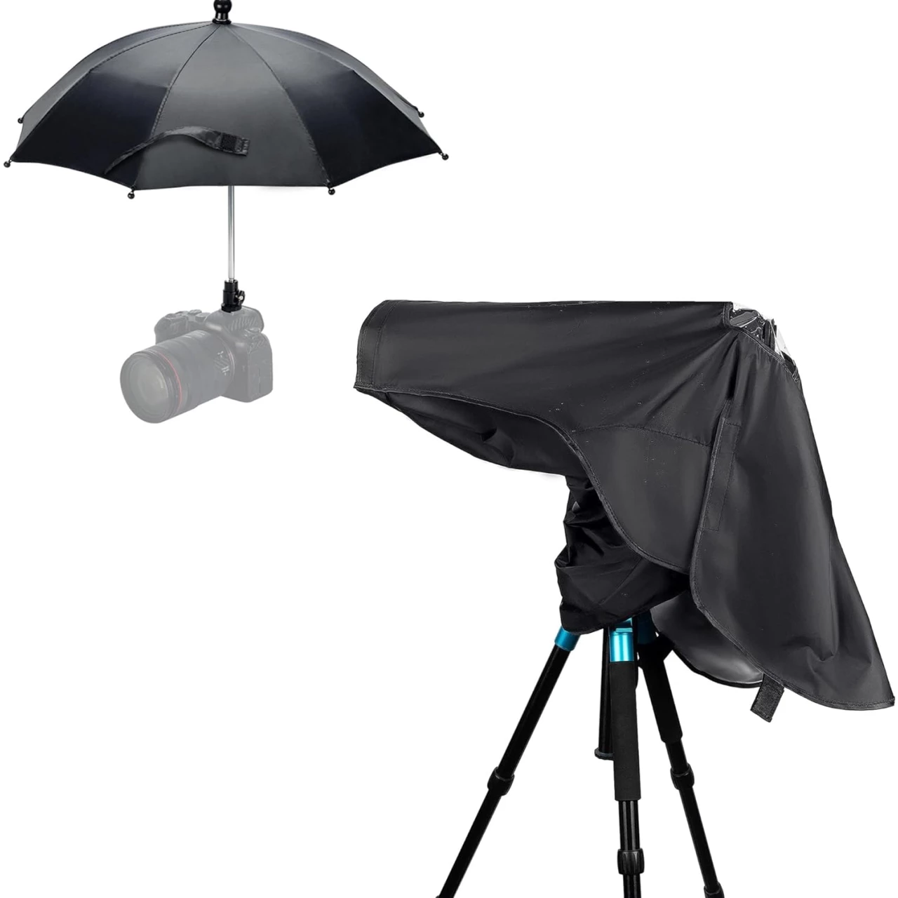 Camera Hot Shoe Umbrella + Camera Rain Cover：DSLR Mirrorless Camera Rain Umbrella with Camera Rain Cover