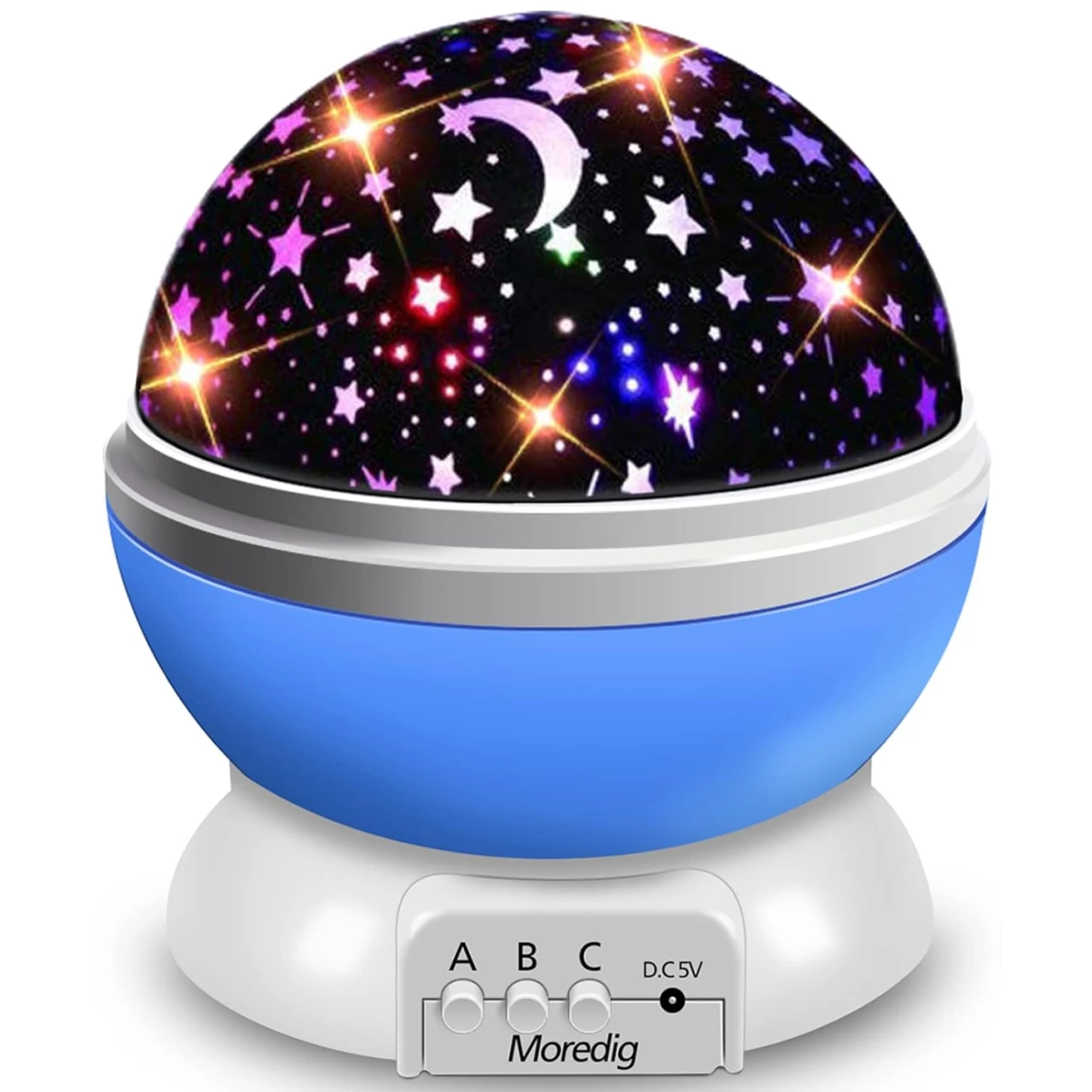 Moredig Baby Projector Night Light, Rotating Baby Light Projector, Star Night Lights Projector for Kids Room, Kids Night Light with 8 Color Changing Gifts for Baby Kids - Blue