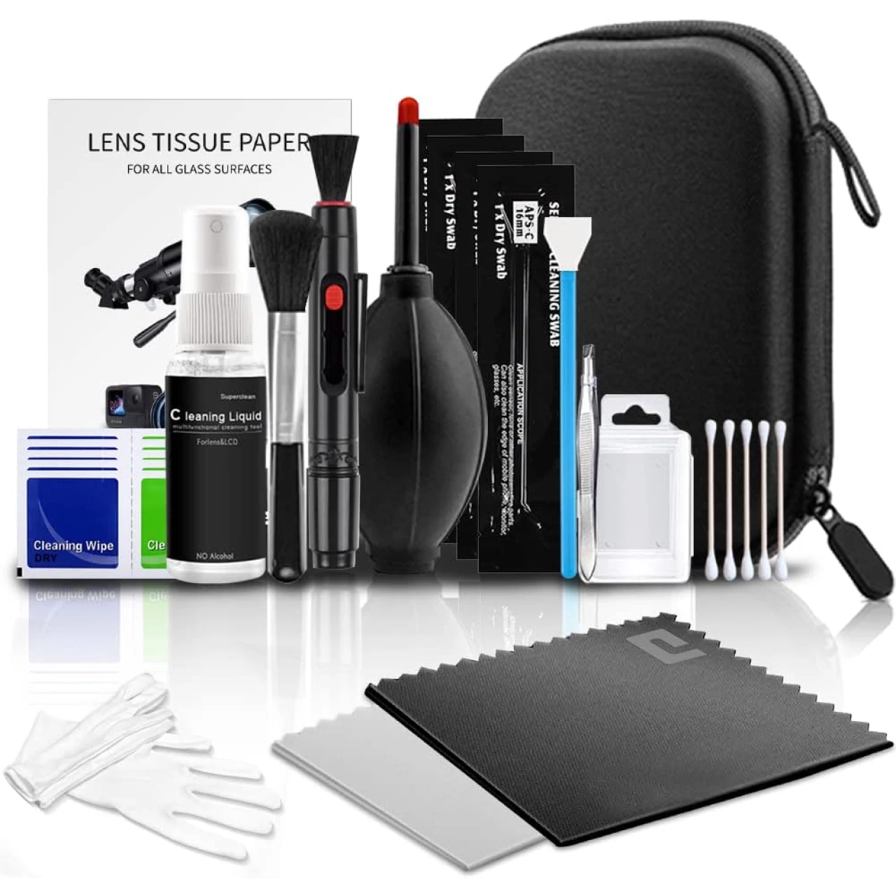 ParaPace Professional Camera Cleaning Kit (with Waterproof Case), Including Cleaning Solution/5 APS-C Cleaning Swabs/Lens Pen/Air Blower/Cleaning Cloth for DSLR Cameras(Canon,Nikon,Sony)