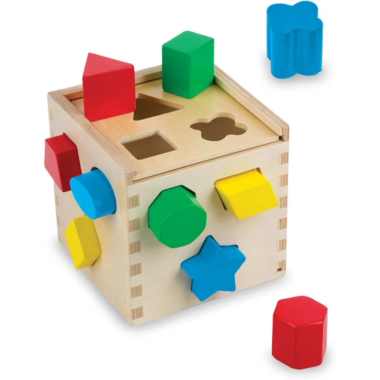 Melissa &amp; Doug Shape Sorting Cube - Classic Wooden Toy With 12 Shapes - Kids Shape Sorter Toys For Toddlers Ages 2+