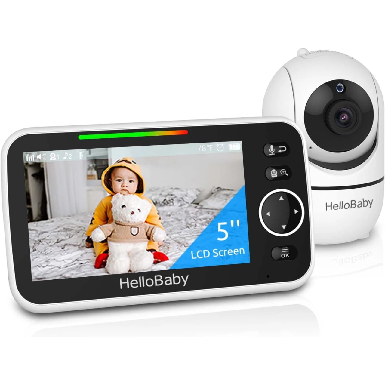 HelloBaby Monitor, 5&rsquo;&lsquo;Display with 30-Hour Battery