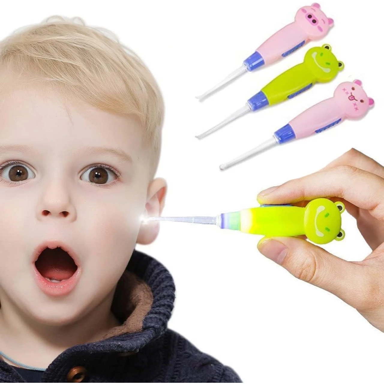 Ear Wax Removal Tool for Kids with LED Light, Remove Ear Wax with LED Light for Easy Access 3Pack