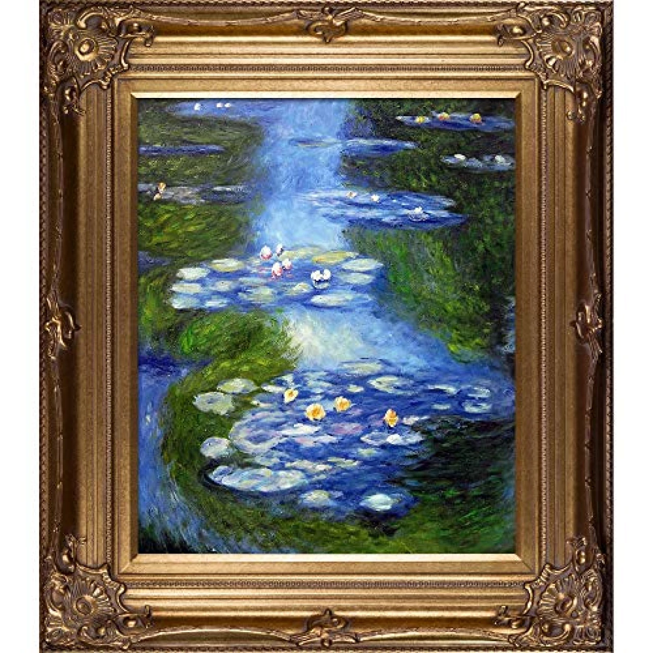 overstockArt Monet Water Lilies Canvas Art, Renaissance Bronze Frame/Finish 34&quot; x 30&quot;