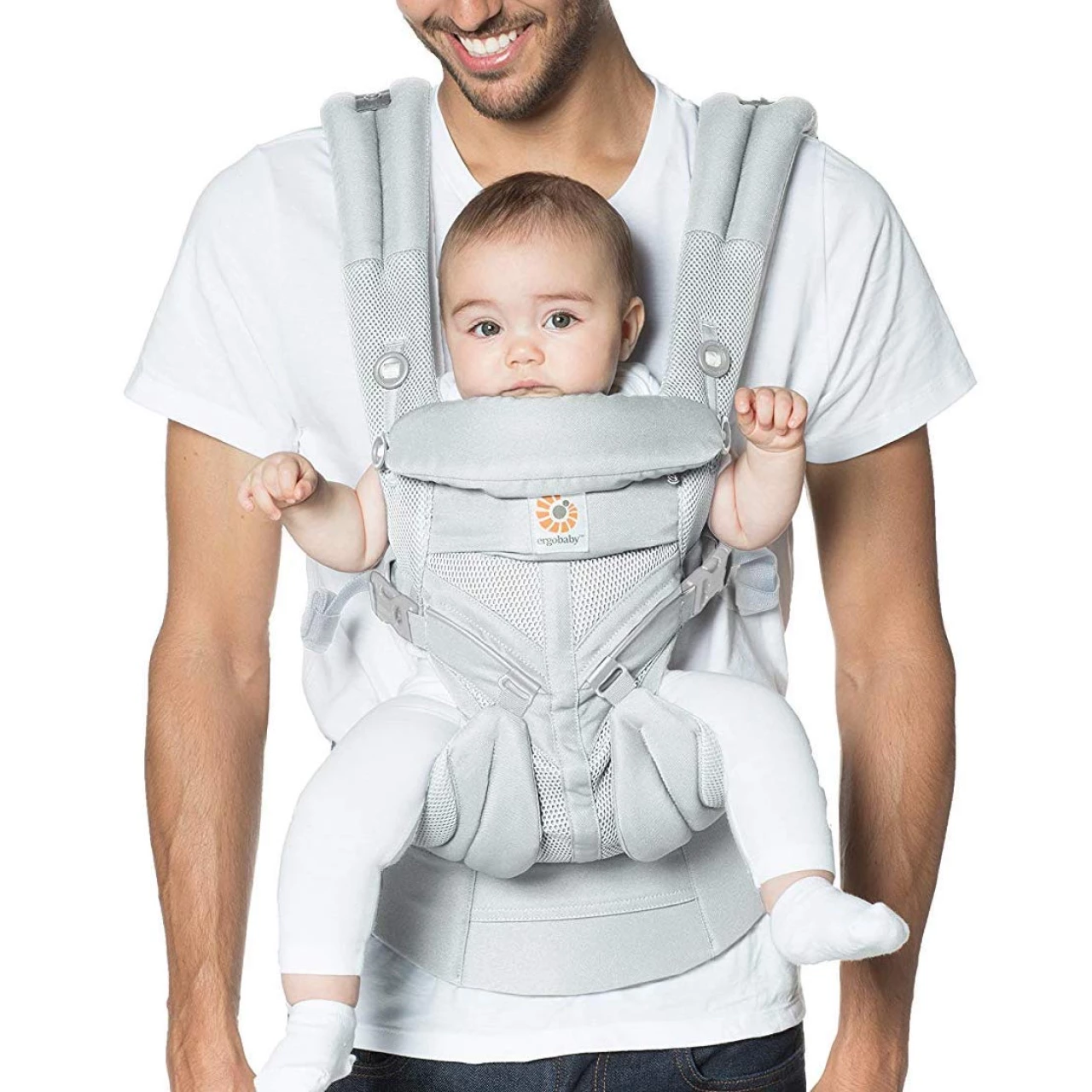 Ergobaby Omni 360 All-Position Baby Carrier for Newborn to Toddler with Lumbar Support &amp; Cool Air Mesh (7-45 Lb), Pearl Grey