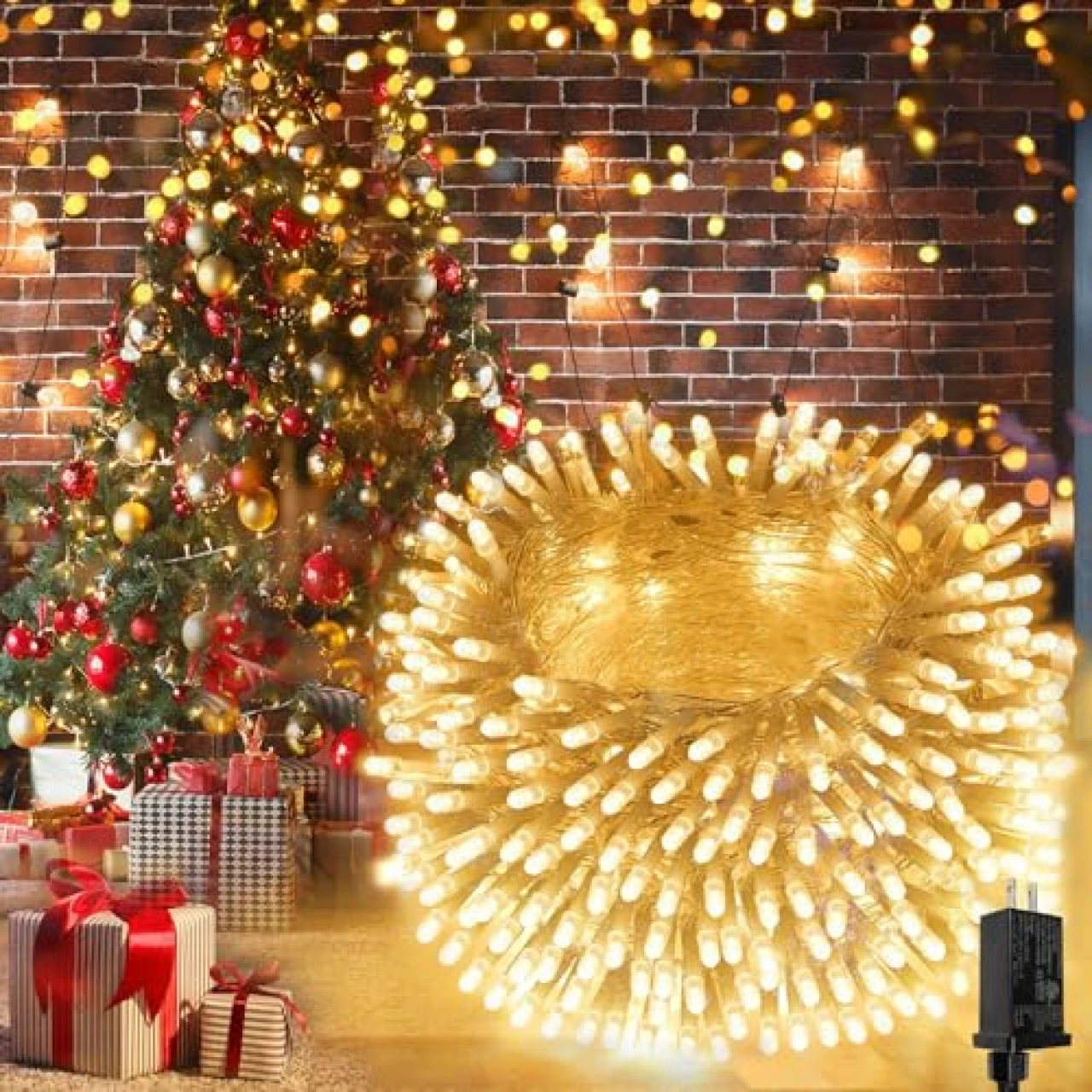 Extra-Long 66FT Christmas Lights Outdoor/Indoor, 200 LED Upgraded Super Bright String Lights, Waterproof 8 Modes Plug in Twinkle Fairy Lights for Christmas Tree Christmas Decorations (Warm White)