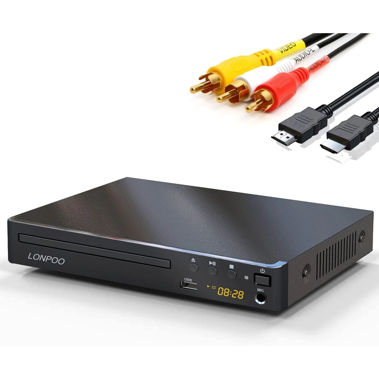 DVD Player HDMI for TV, LONPOO Compact Multi Region DVD CD Disc Player