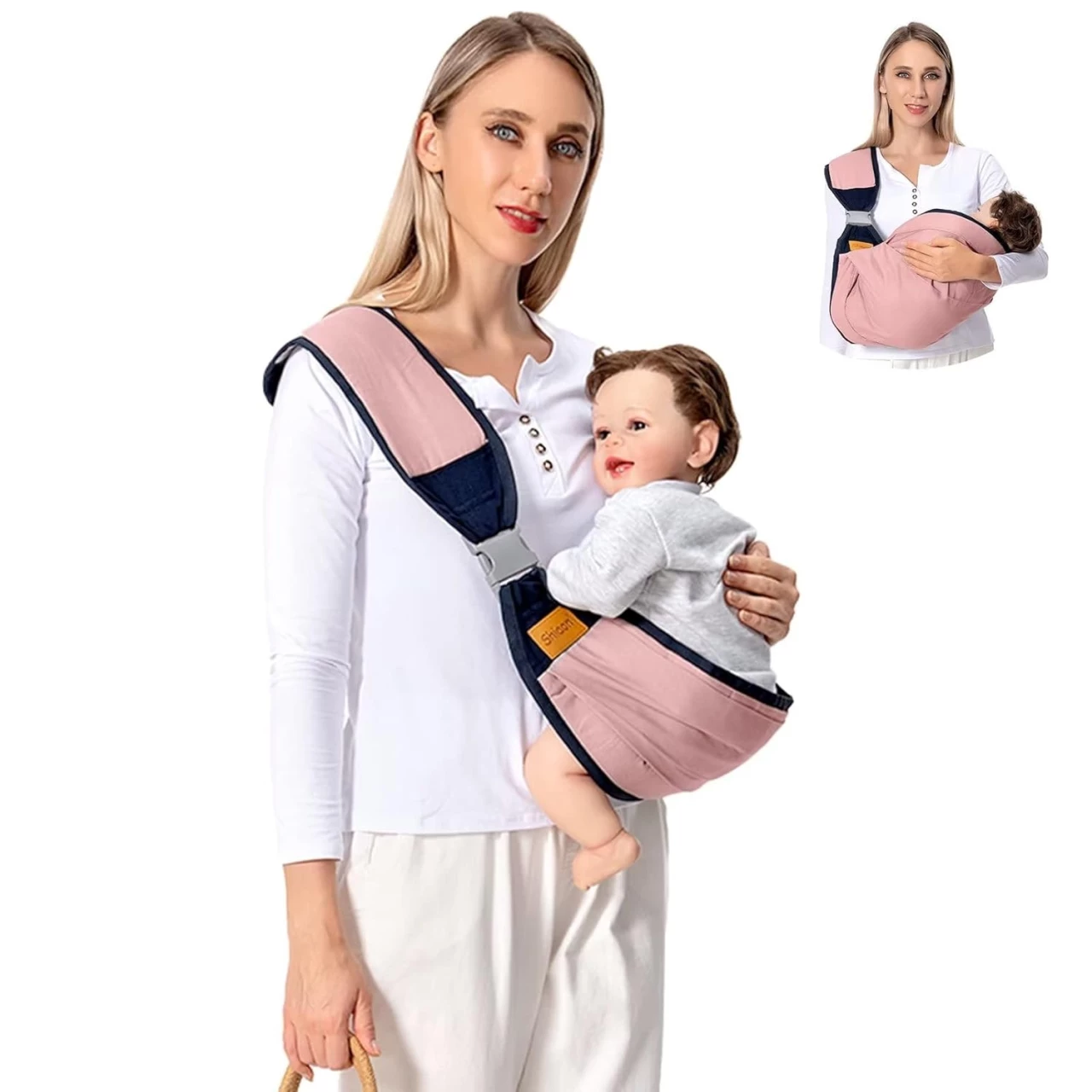 Shiaon Baby Sling Carrier One Shoulder Carrier for Toddler, Lightweight Baby Carrier Sling Newborn to Toddler, Baby Hip Carrier for Toddler Carrier Sling for Infant Carrying 7-45 lbs, Pink