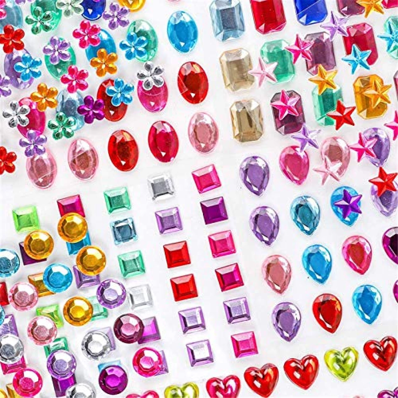 Holicolor 390pcs Gem Stickers Jewels Stickers Rhinestones Crystal for Halloween Pirate Party Table Decorations, Crafts Stickers Self Adhesive Craft Jewels, Muticolor, Assorted Size