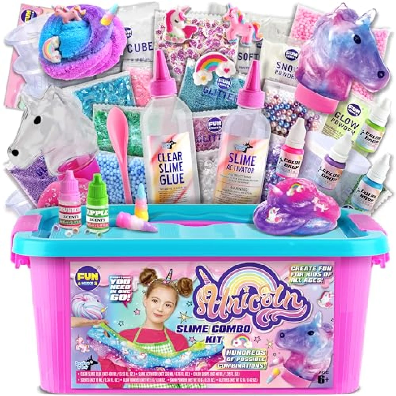 Fluffy Unicorn Slime Kit for Girls, FunKidz Cloud Slime Gift