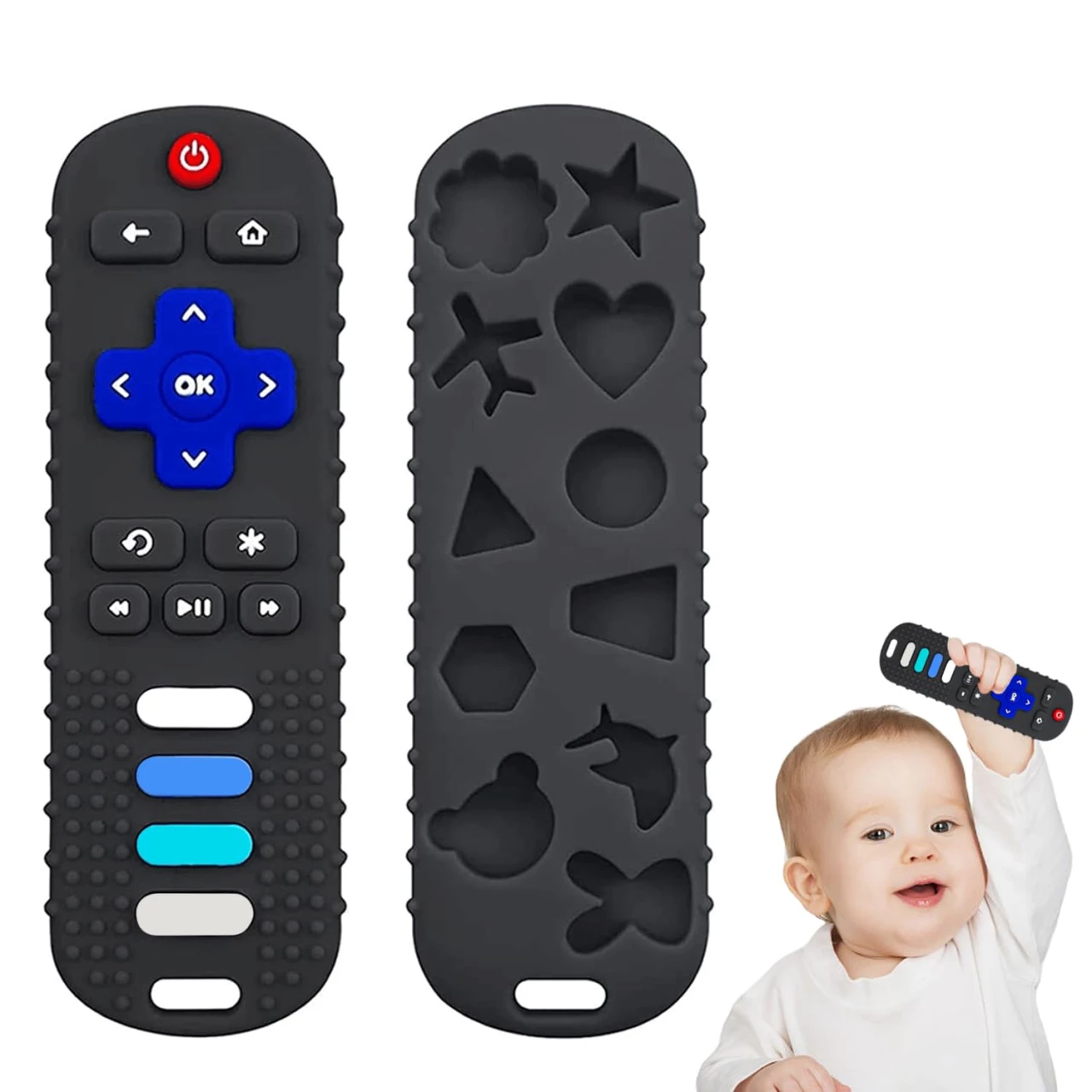 YAPROMO Silicone Teething Toys, Remote Control Shape Teething Toys for Babies 6-18 Months, Remote Teether Toys for Toddlers Infant, Baby Silicone Chew Toys BPA Free