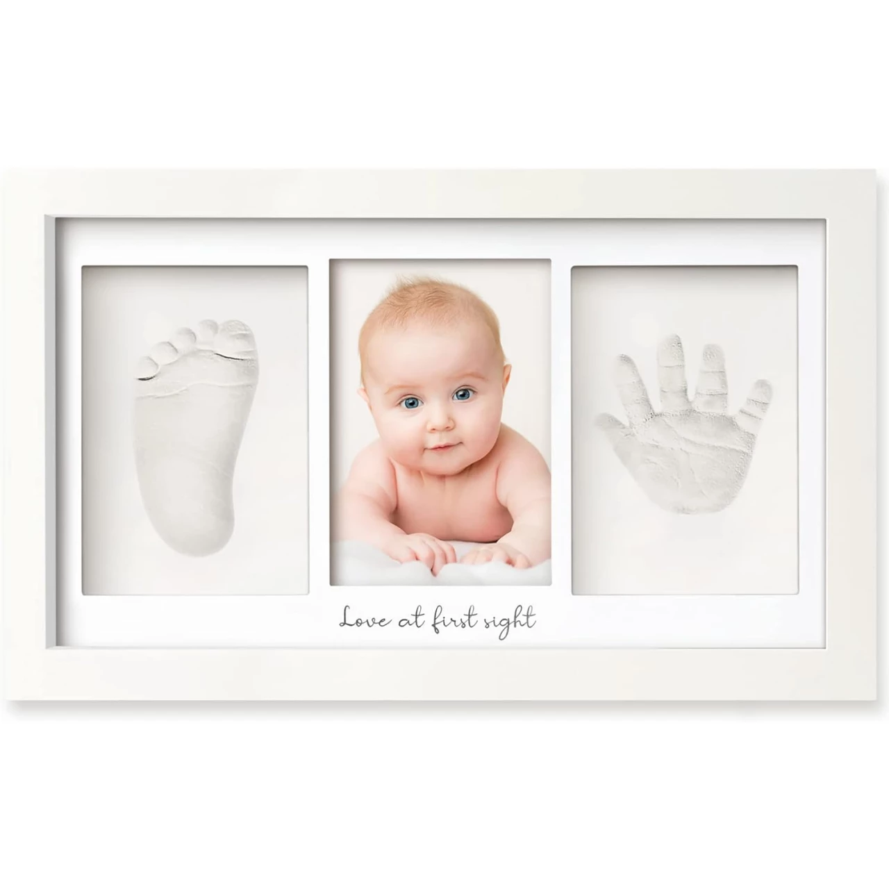Baby Hand and Footprint Kit - Baby Footprint Kit, Newborn Keepsake Frame, Baby Handprint Kit, Personalized Baby Gifts, Nursery Decor, Baby Shower Gifts for Girls Boys (Alpine White)