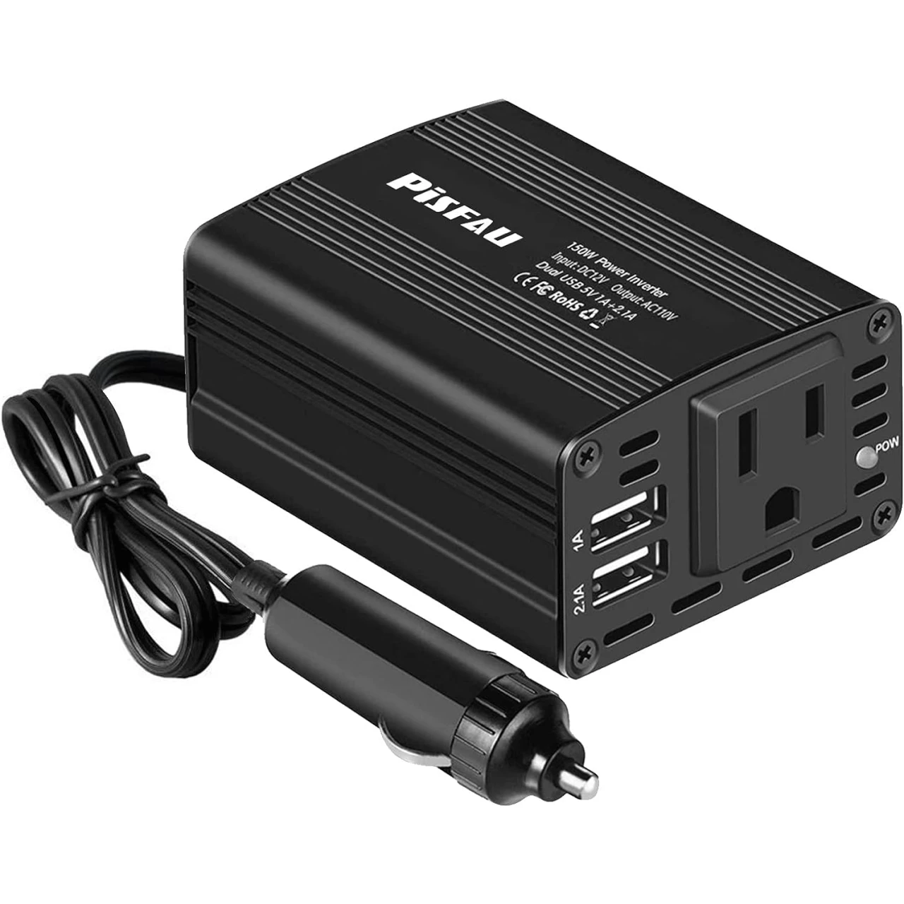 PiSFAU 150W Power Inverter 12V DC to 110V AC Car Plug Adapter Outlet Converter with 3.1A Dual USB AC car Charger for Laptop Computer