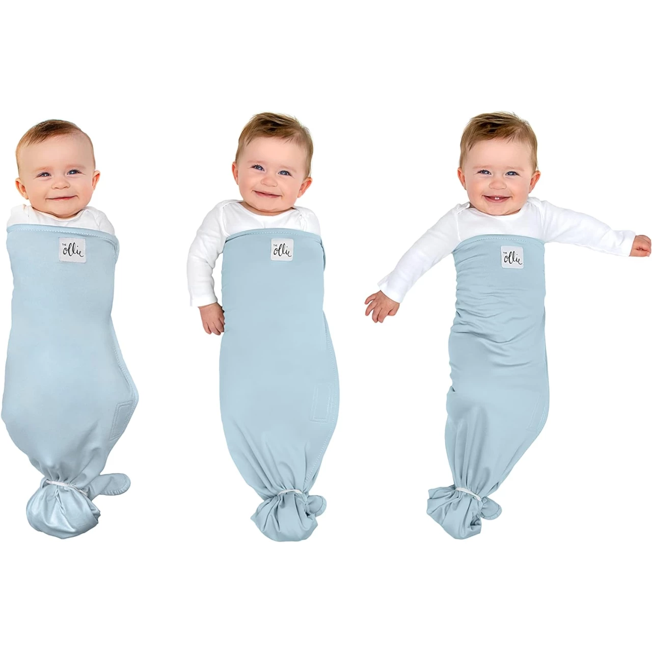 The Ollie Swaddle - Helps to Reduce The Moro (Startle) Reflex - Made from a Custom Designed Moisture-Wicking Material (Sky)