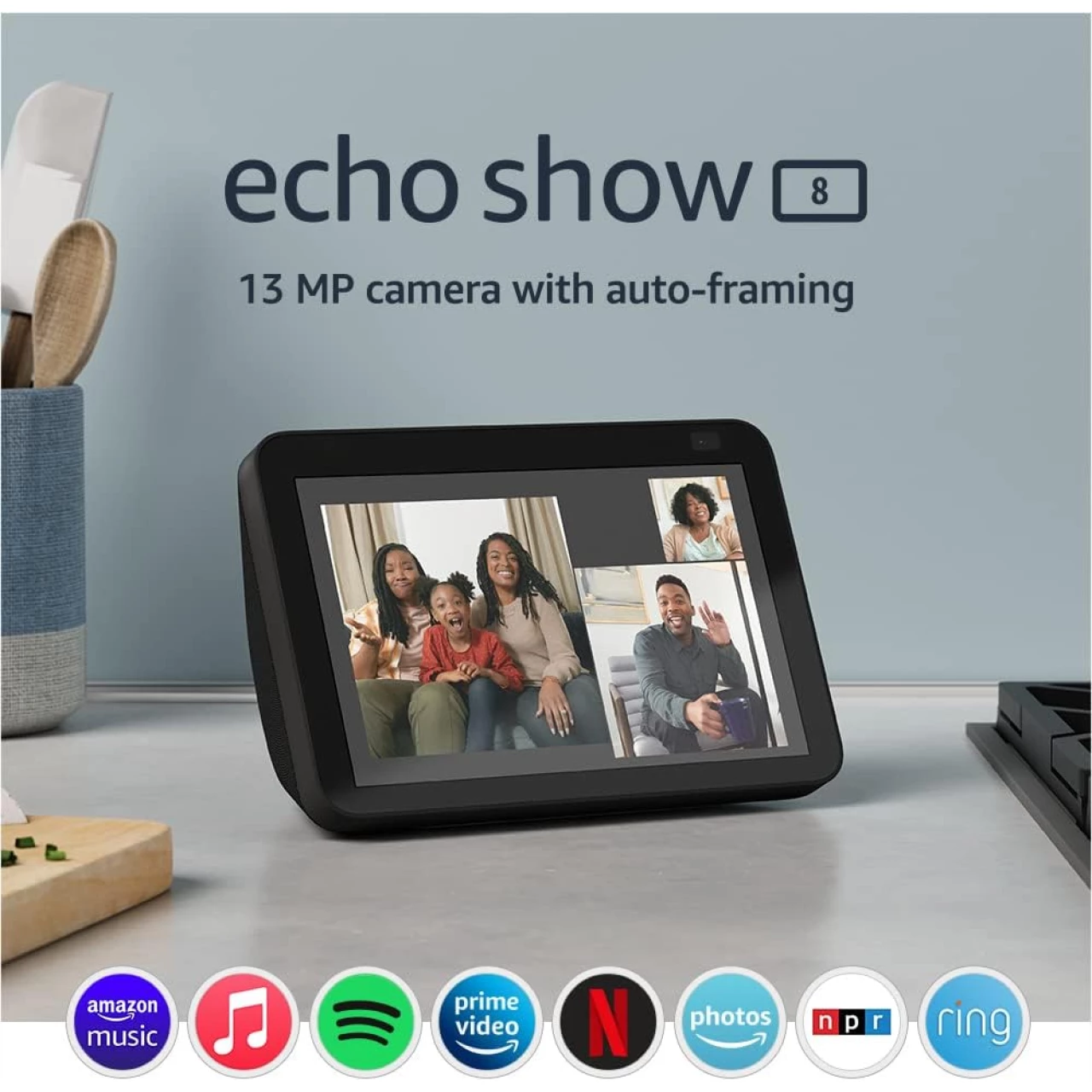 Echo Show 8 (2nd Gen, 2021 release) | HD smart display with Alexa and 13 MP camera | Charcoal