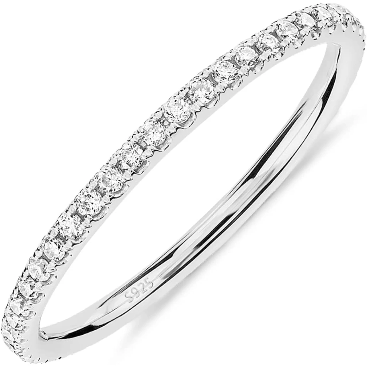 PAVOI 14K Gold Plated Solid 925 Sterling Silver CZ Simulated Diamond Stackable Ring
