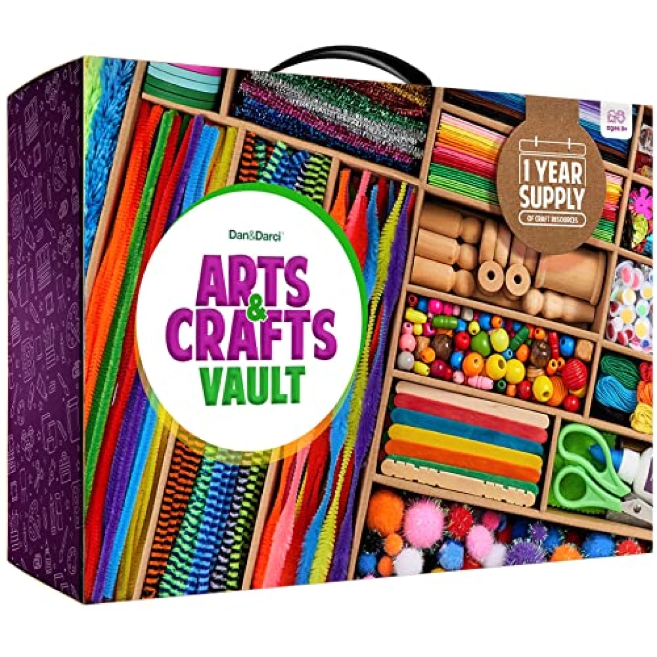 Arts and Crafts Vault - 1000+ Piece Craft Supplies Kit Library in a Box for Kids