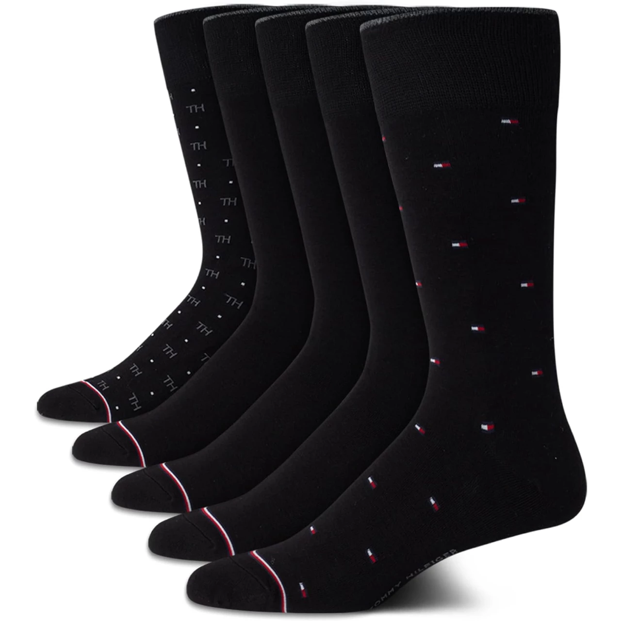 Tommy Hilfiger Men&rsquo;s Dress Socks - Lightweight Patterned Comfort Crew Socks (5 Pack)