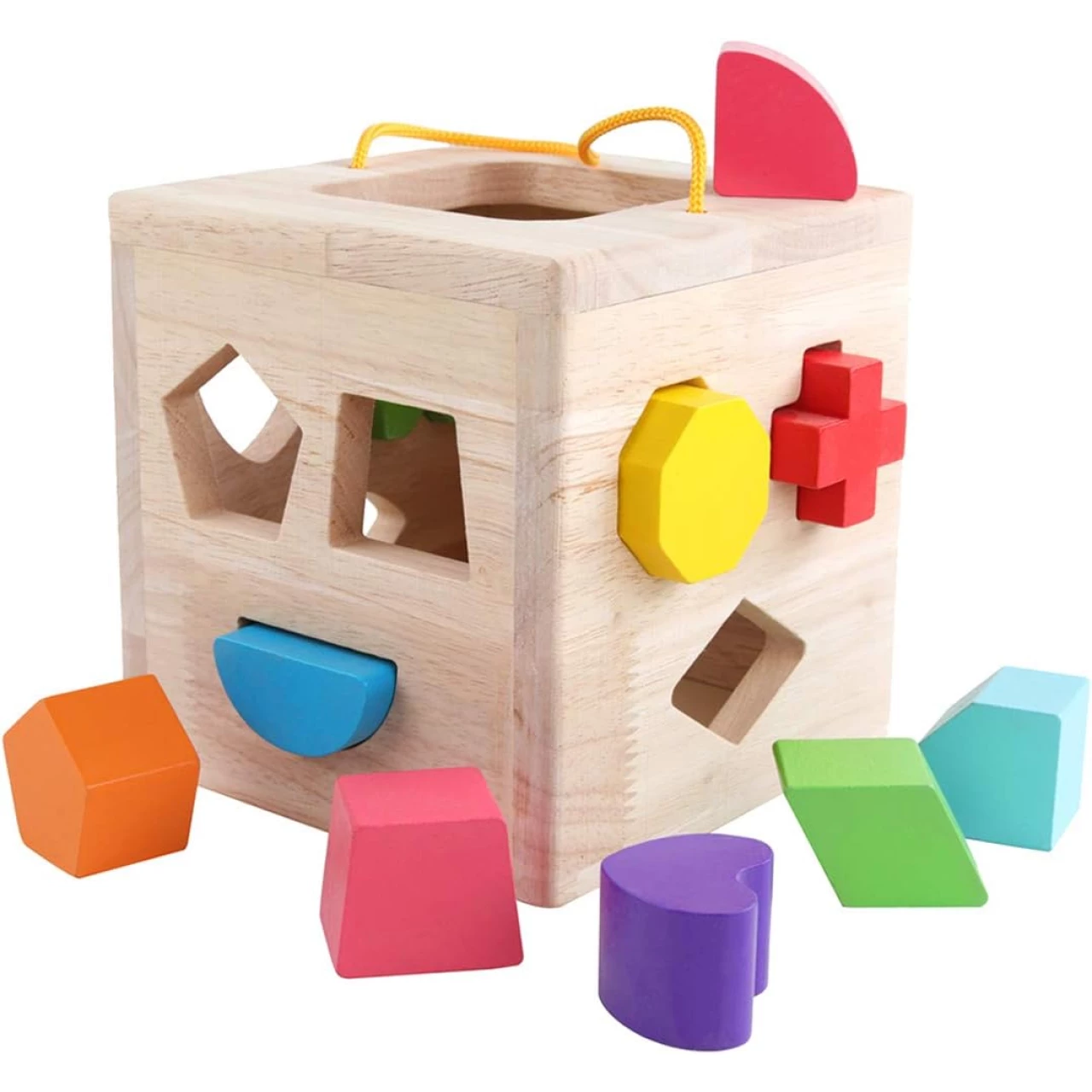 GEMEM Shape Sorter Toy My First Wooden 12 Building Blocks Geometry Learning Matching Sorting Gifts Didactic Classic Toys for Toddlers Baby Kids 2 3 Years Old