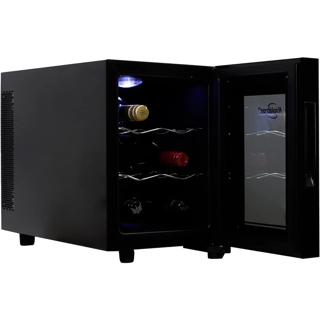 Koolatron 6 Bottle Wine Cooler, Black, Thermoelectric Wine Fridge, 0.65 cu. ft. (16L), Freestanding Wine Cellar, Red, White and Sparkling Wine Storage for Small Kitchen, Apartment, Condo, RV