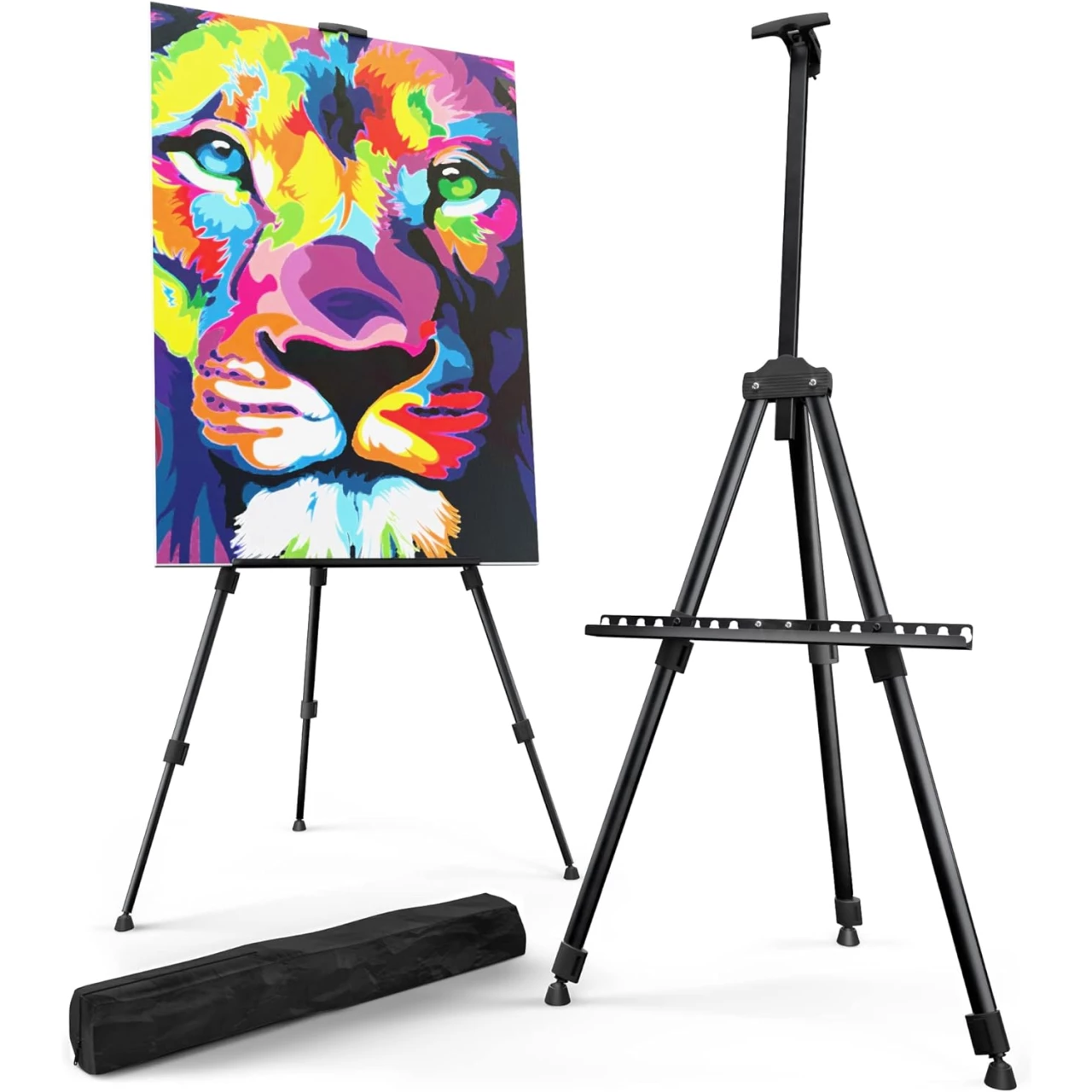 Portable Artist Easel Stand - Adjustable Height Painting Easel with Bag - Table Top Art Drawing Easels for Painting Canvas, Wedding Signs &amp; Tabletop Easels for Display - Metal Tripod - 21x66 inches