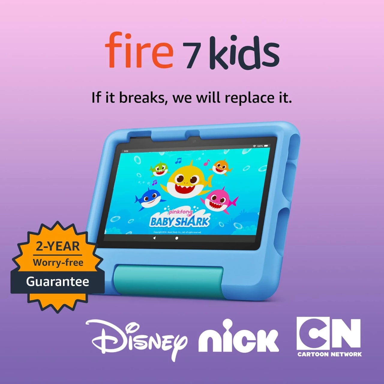 Amazon Fire 7 Kids tablet, ages 3-7. Top-selling 7&quot; kids tablet on Amazon - 2022. Set time limits, age filters, educational goals, and more with parental controls, 16 GB, Blue