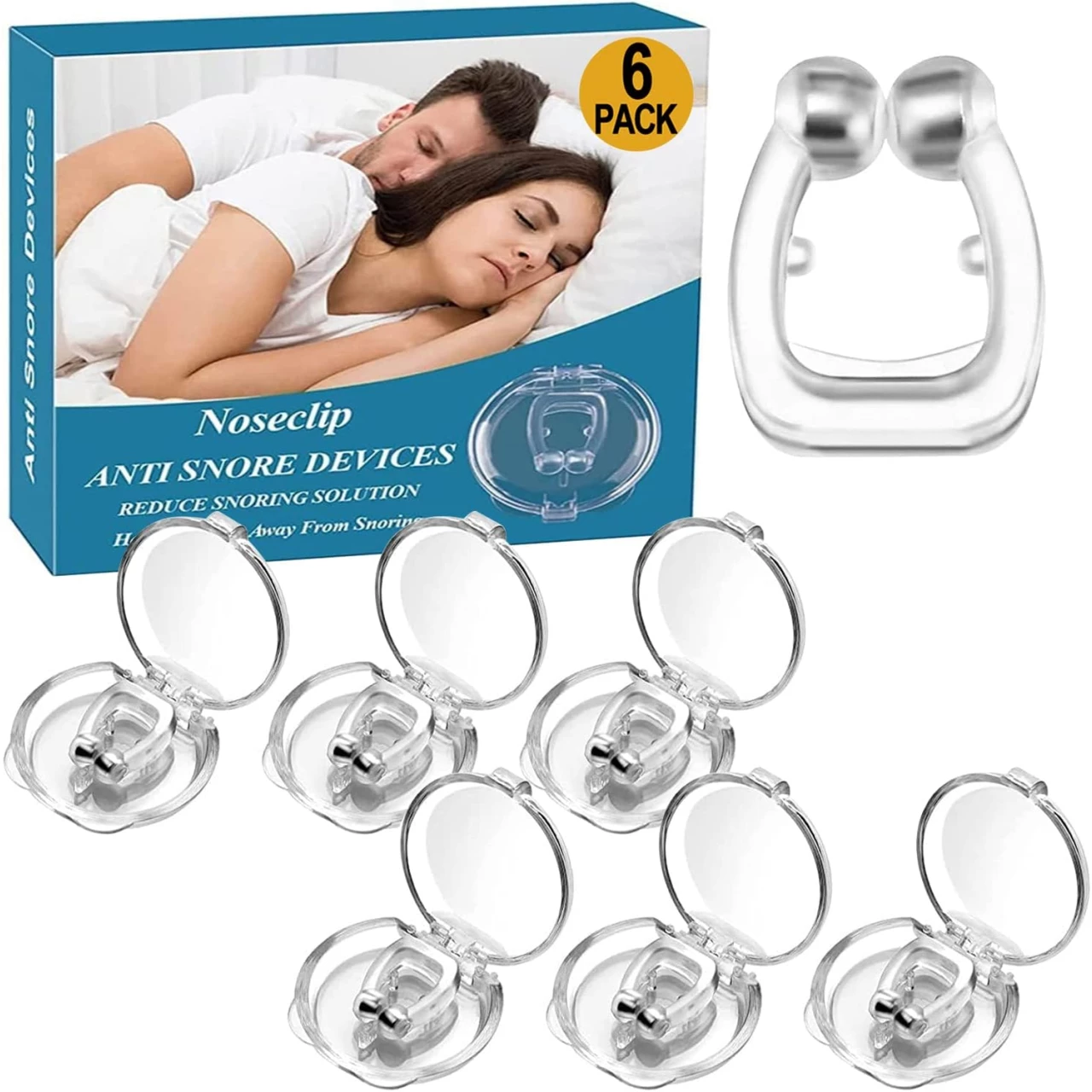 Anti Snoring Devices - Silicone Magnetic Anti Snoring Nose Clip, Snoring Solution - Comfortable Nasal to Relieve Snore, Stop Snoring for Men and Women (6 PCS)