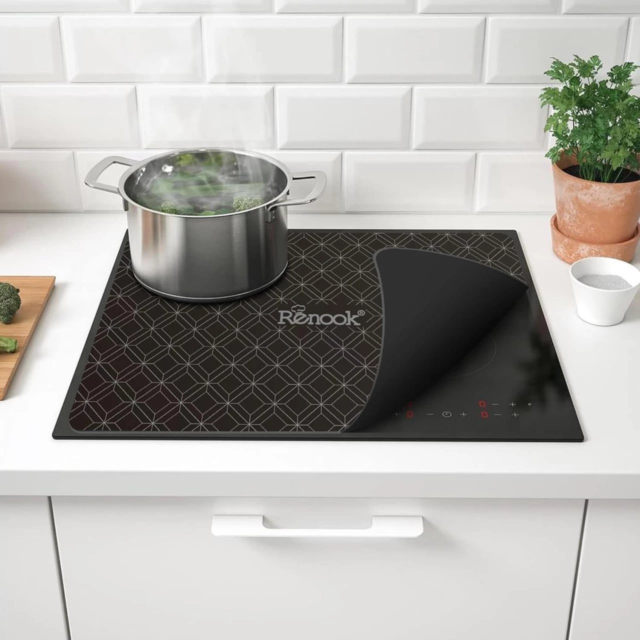 RENOOK induction cooktop protector-Food grade silicone Anti-scratch glass top induction mat, anti-slip multifunctional induction mat for cooktop-for Magnetic Stove