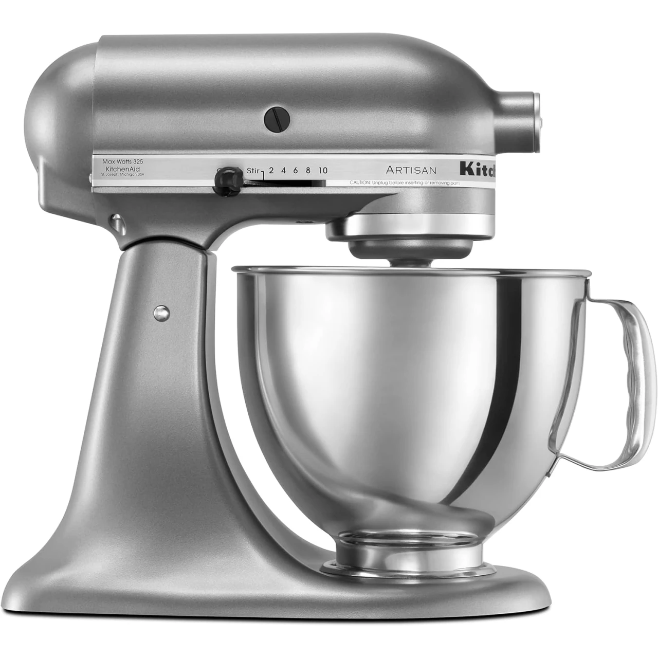 KitchenAid Artisan Series 5 Quart Tilt Head Stand Mixer with Pouring Shield KSM150PS, Contour Silver