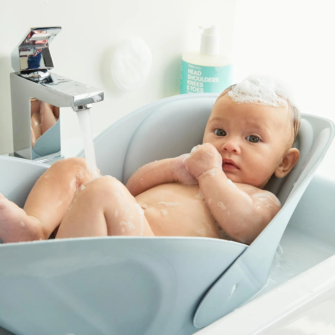 Frida Baby Soft Sink Baby Bath|Easy to Clean Baby Bathtub + Bath Cushion