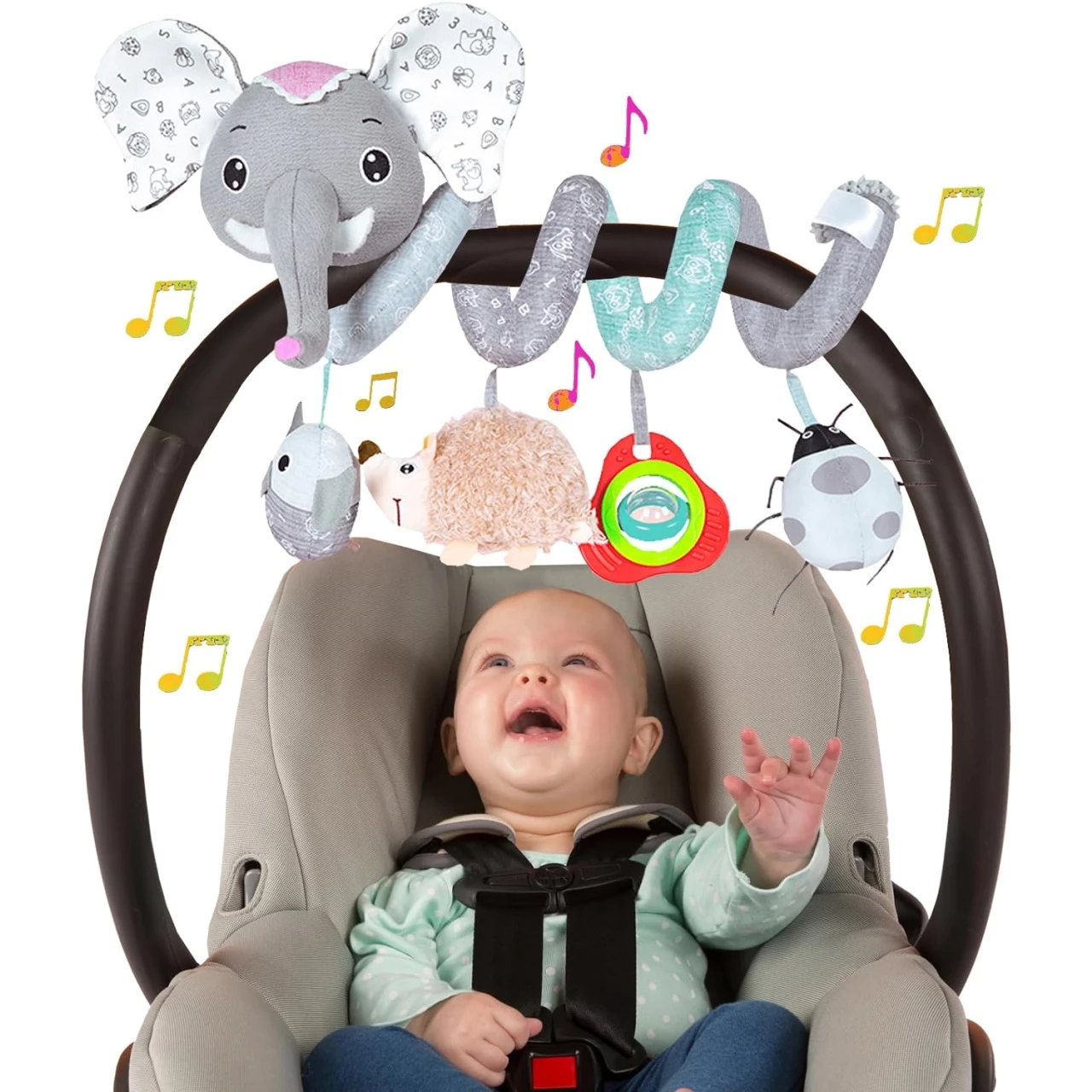 Baby Car Seat Toys, Infant Activity Spiral Toys Hanging Stroller Toys for Baby