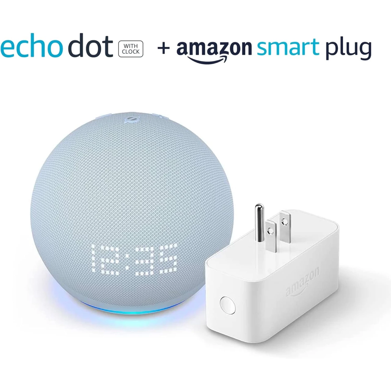 Echo Dot (5th Gen, 2022 release) with clock Cloud Blue with Amazon Smart Plug