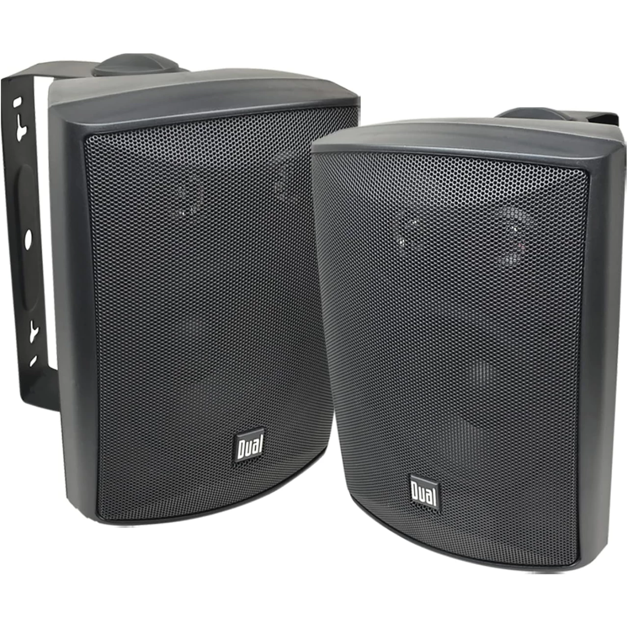 Dual Electronics LU53PB 5.25&quot; 3-Way High Performance Outdoor Indoor Speakers with Powerful Bass | Effortless Mounting Swivel Brackets | All Weather Resistance | Expansive Stereo Sound Coverage | Sold in Pairs, Black