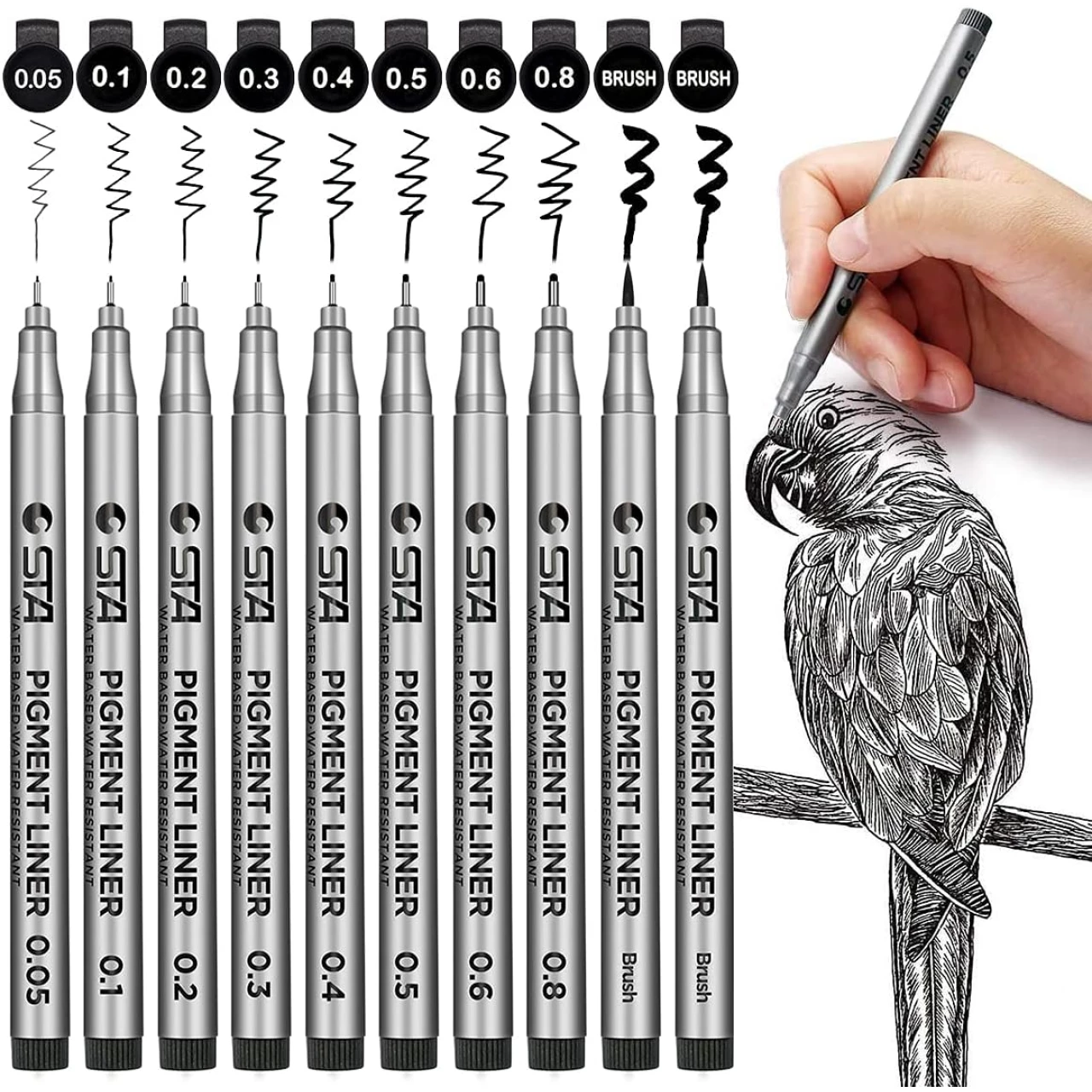 PANDAFLY Black Micro-Pen Fineliner Ink Pens