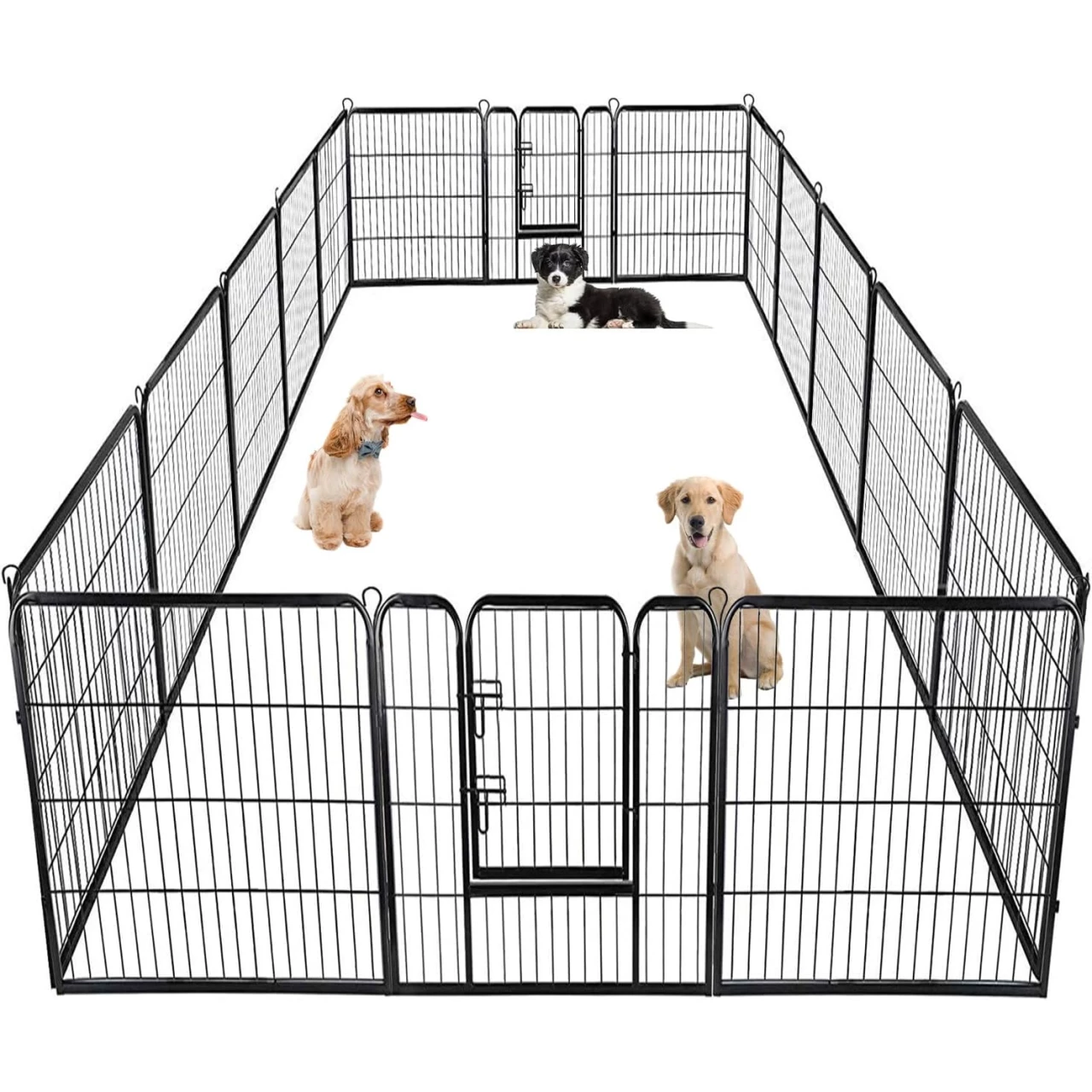 BestPet Dog Playpen Pet Dog Fence 40 inch Height 16 Panels Metal Dog Pen Outdoor Exercise Pen with Doors for Large/Medium/Small Dogs,Pet Puppy Playpen for RV,Camping,Yard