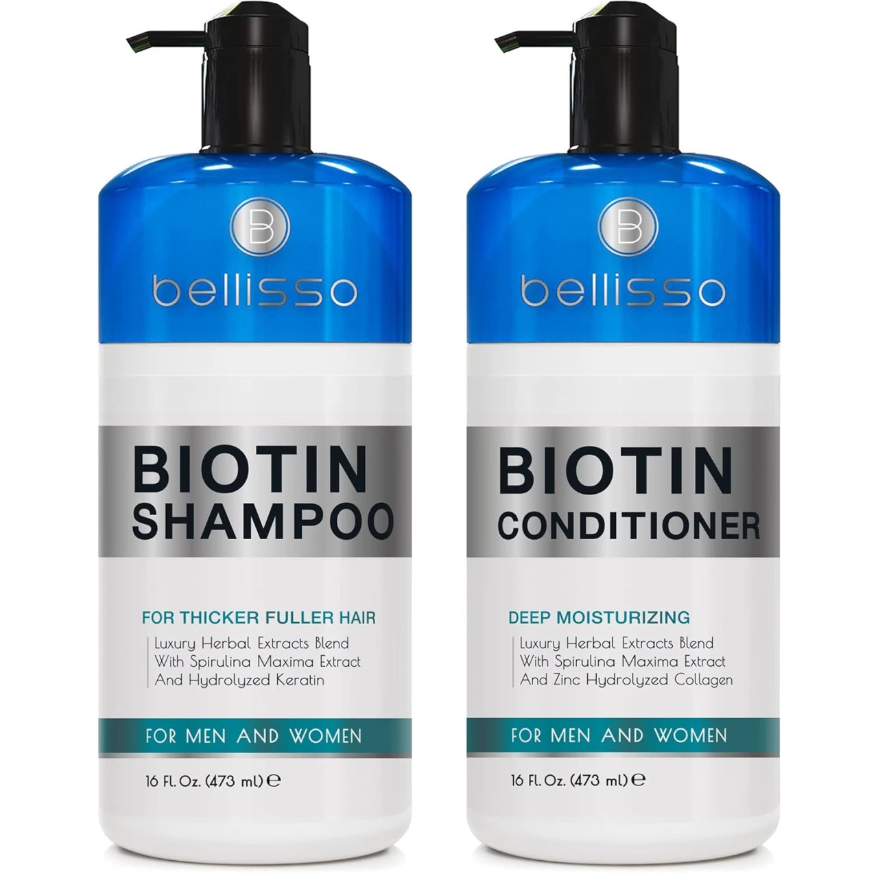 Biotin Shampoo and Conditioner Set - Hair Thickening Volumizing Products - Boost Thinning Hair with Keratin
