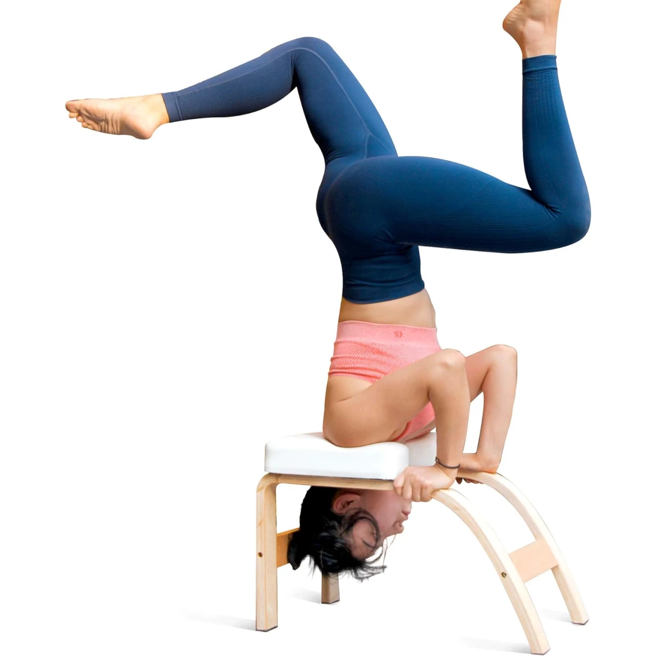 THUNDESK Yoga Inversion Bench Headstand Prop Upside Down Chair for Balance Training Core Strength Building Backbends Yoga Asana Practice Chair
