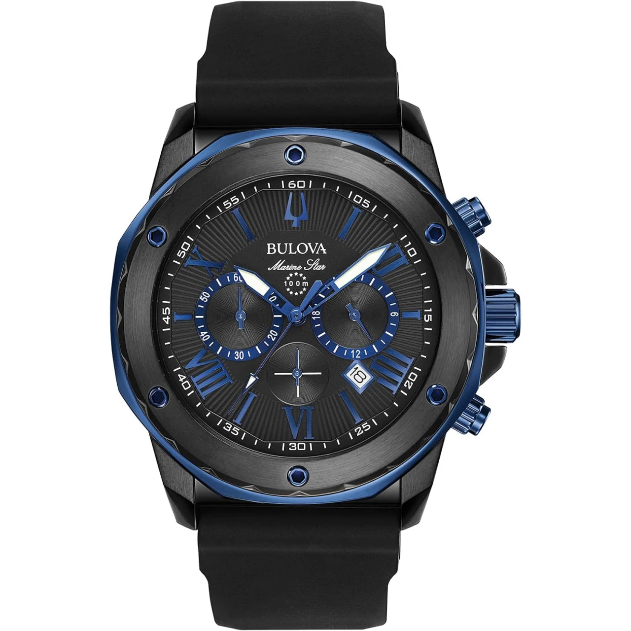 Bulova Men&rsquo;s Marine Star &lsquo;Series A&rsquo; Chronograph Quartz Watch, Luminous Markers, Rotating Dial, 100M Water Resistant, 44mm