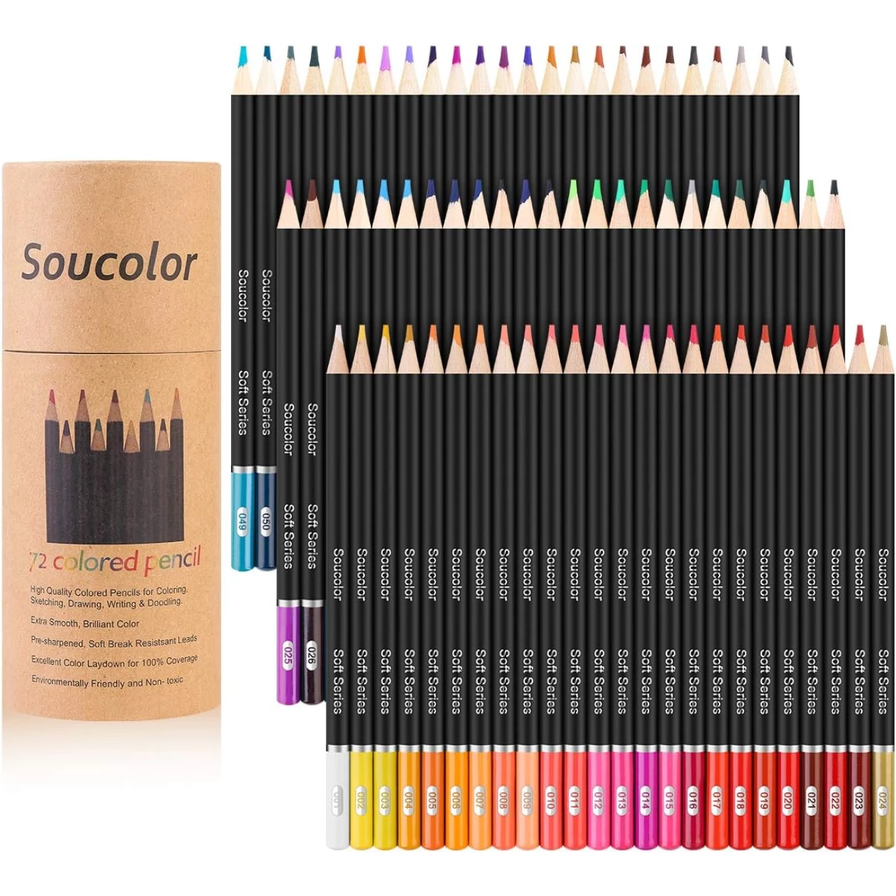 Soucolor 72-Color Colored Pencils for Adult Coloring Books, Soft Core, Artist Sketching Drawing Pencils Art Craft Supplies, Coloring Pencils Set Gift for Adults Kids Beginners