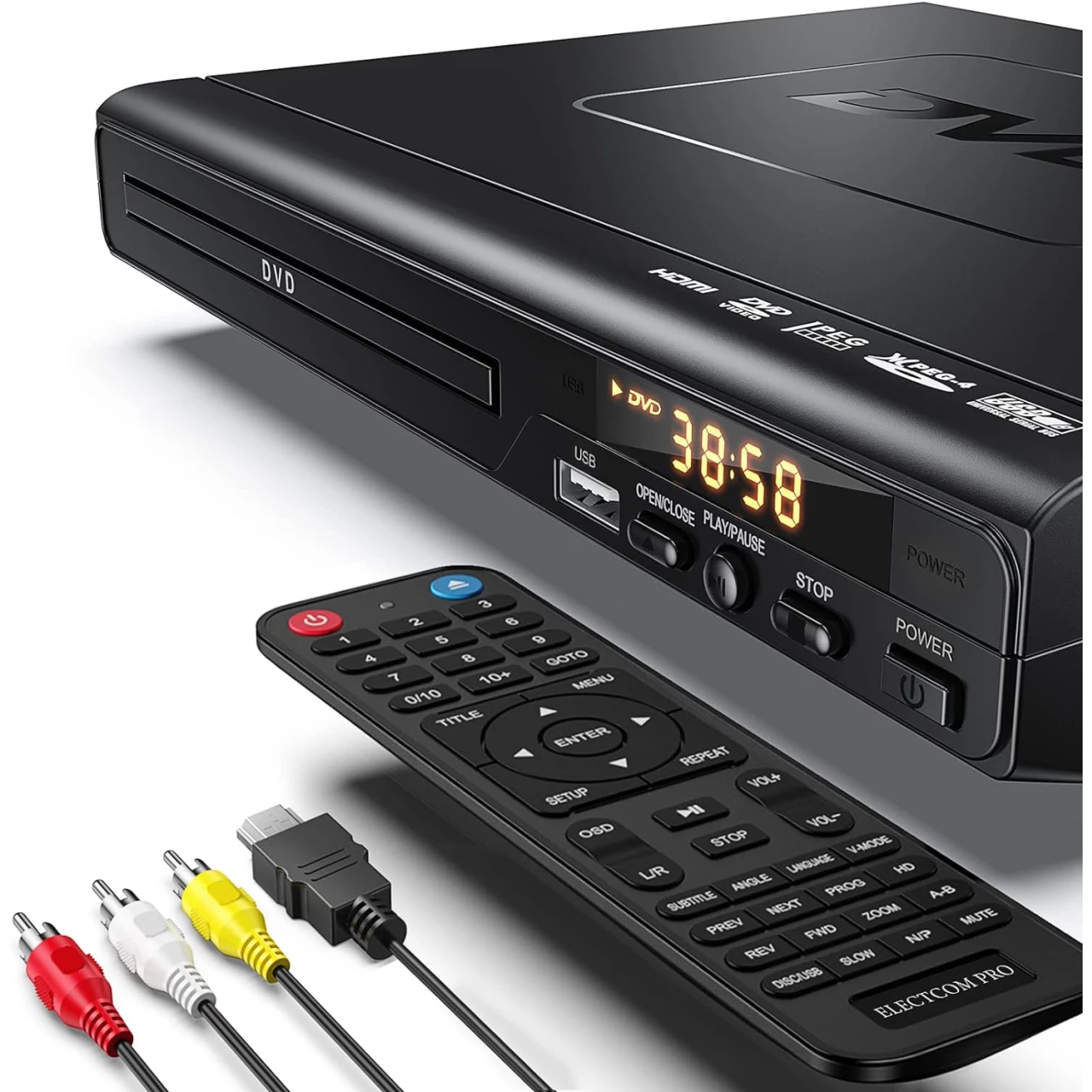 DVD Players for TV with HDMI, DVD Players That Play All Regions, Simple DVD Player for Elderly, CD Player for Home Stereo System, HDMI and RCA Cable Included