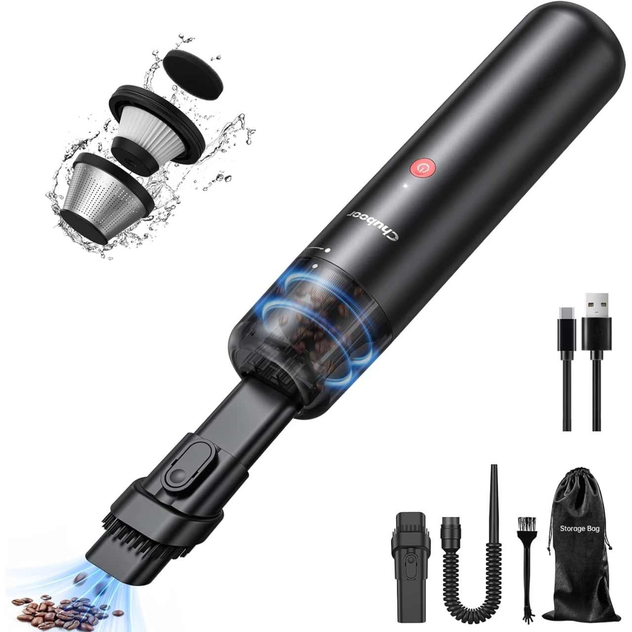 Chuboor Mini Vacuum, Powerful Car Vacuum Cordless Rechargeable, Hand Held Vacuum for Dust, Sand, Crumbs, Ultra-Light Portable Vacuum for Home, Car, Small Dust Buster