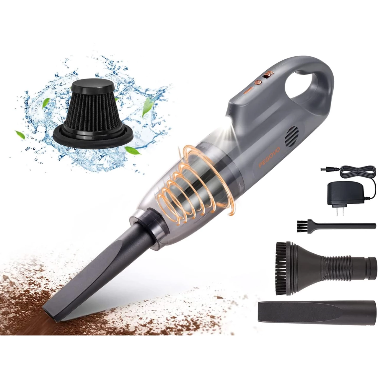 Hand Held Vacuuming Cordless Rechargeable-10K PA Strong Suction Car Vacuum Cordless Rechargeable, Handheld Vacuum Cordless Cleaner, Hand Vacuum with Large Dirt Bowl, Washable Filter &amp; Cleaning Brush