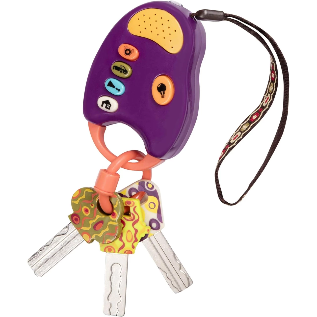 B. toys – Purple FunKeys – Toy Car Keys – Key Fob with Lights &amp; Sounds – Interactive Baby Toy