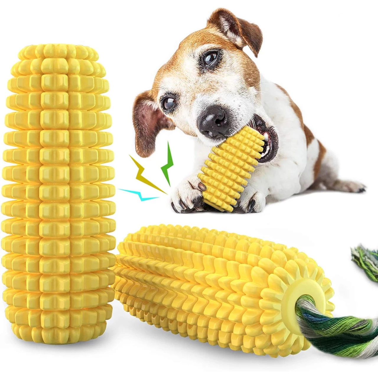 Dog Chew Toys for Aggressive Chewers, Indestructible Tough Durable Squeaky Interactive Dog Toys, Puppy Teeth Chew Corn Stick Toy for Small Meduium Large Breed