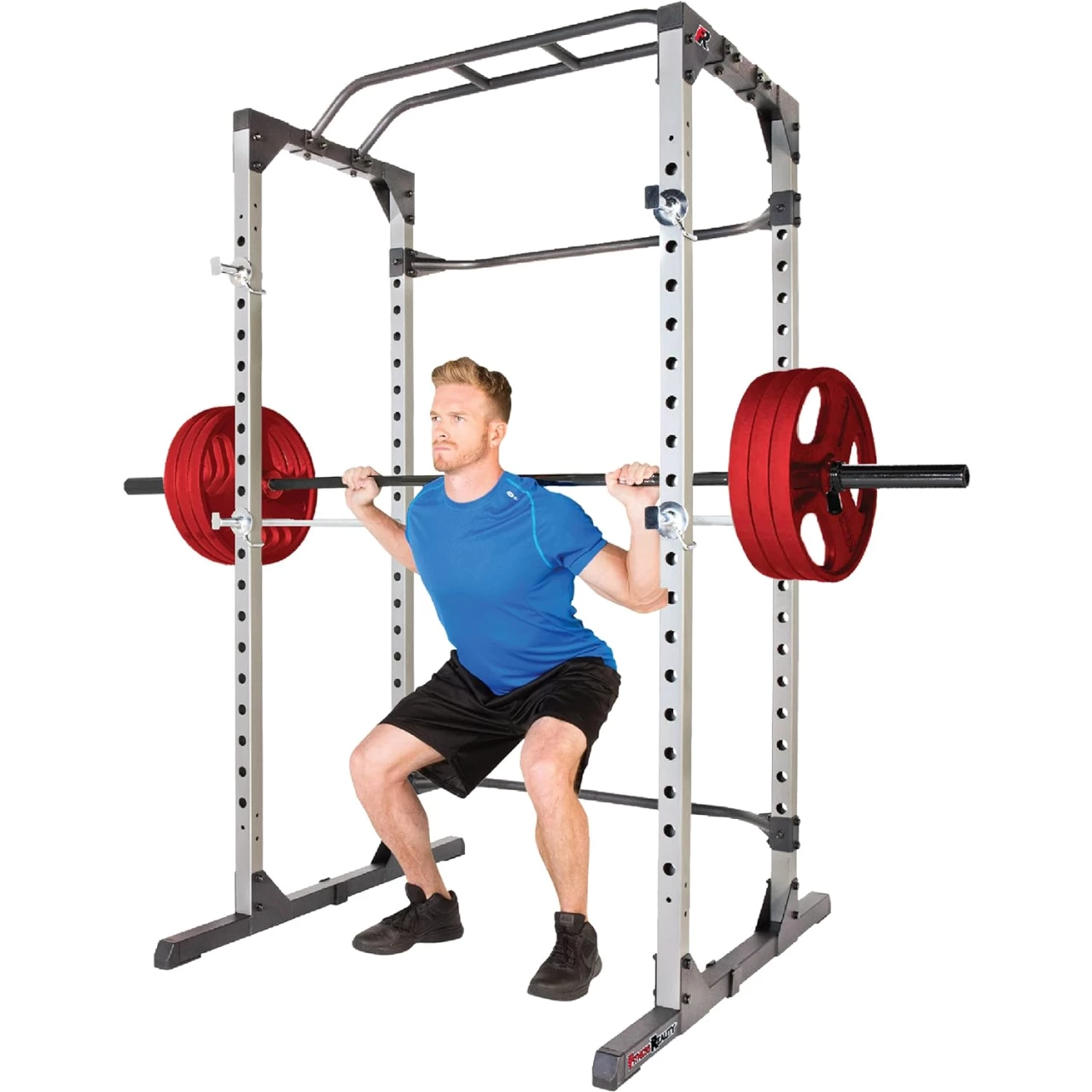 Fitness Reality Squat Rack Power Cage with Optional LAT Pulldown &amp; Leg Holdown Attachment - Super Max 810 XLT
