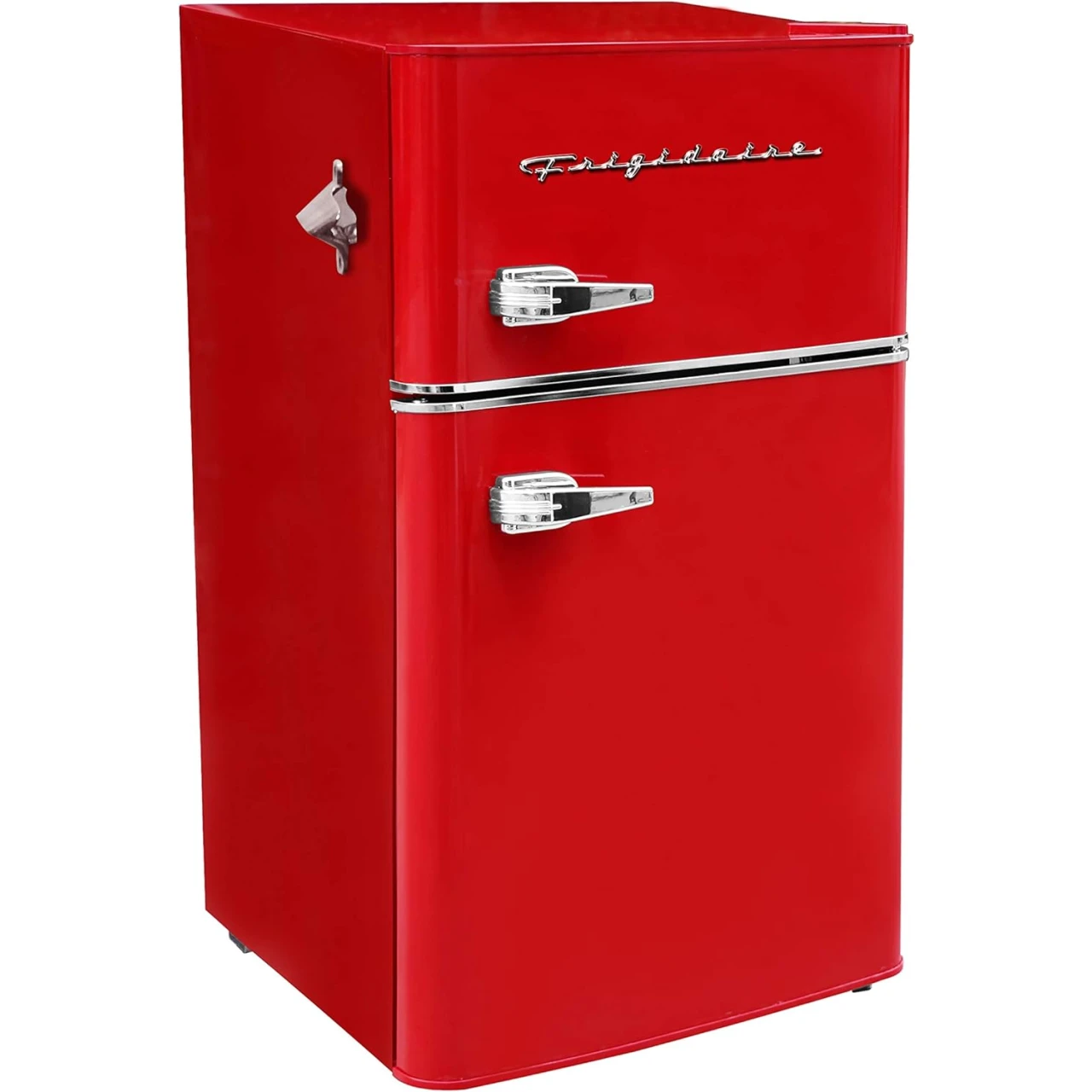 Frigidaire EFR840-RED 3.2 Cu Ft Red 2 Door Retro Bar Fridge with Side Bottle Opener