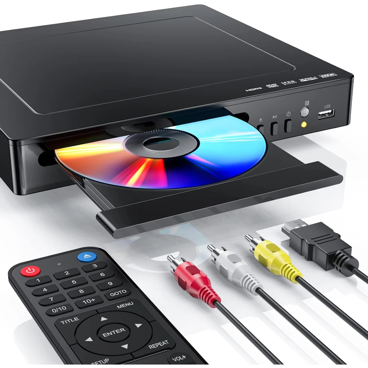 DVD Players for TV with HDMI, Simple DVD Player for Elderly, DVD Players That Play All Regions, CD Player for Home Stereo System - Black