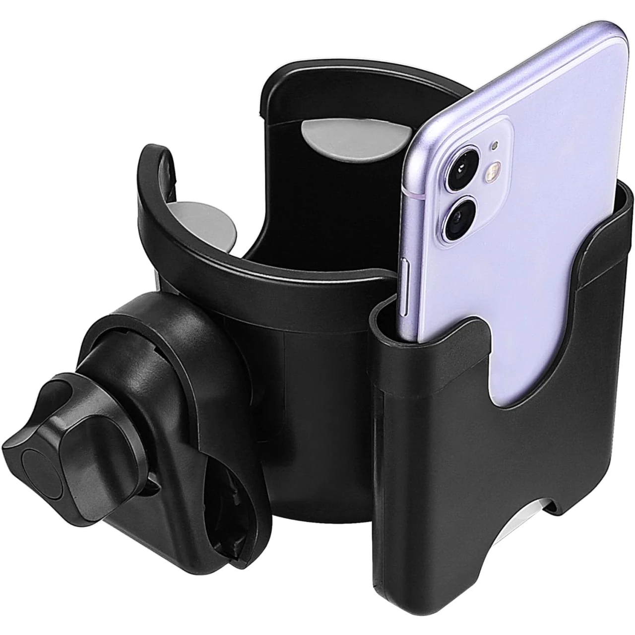 Suranew Universal Stroller Cup Holder, Adjustable Drink Holder with Phone Holder
