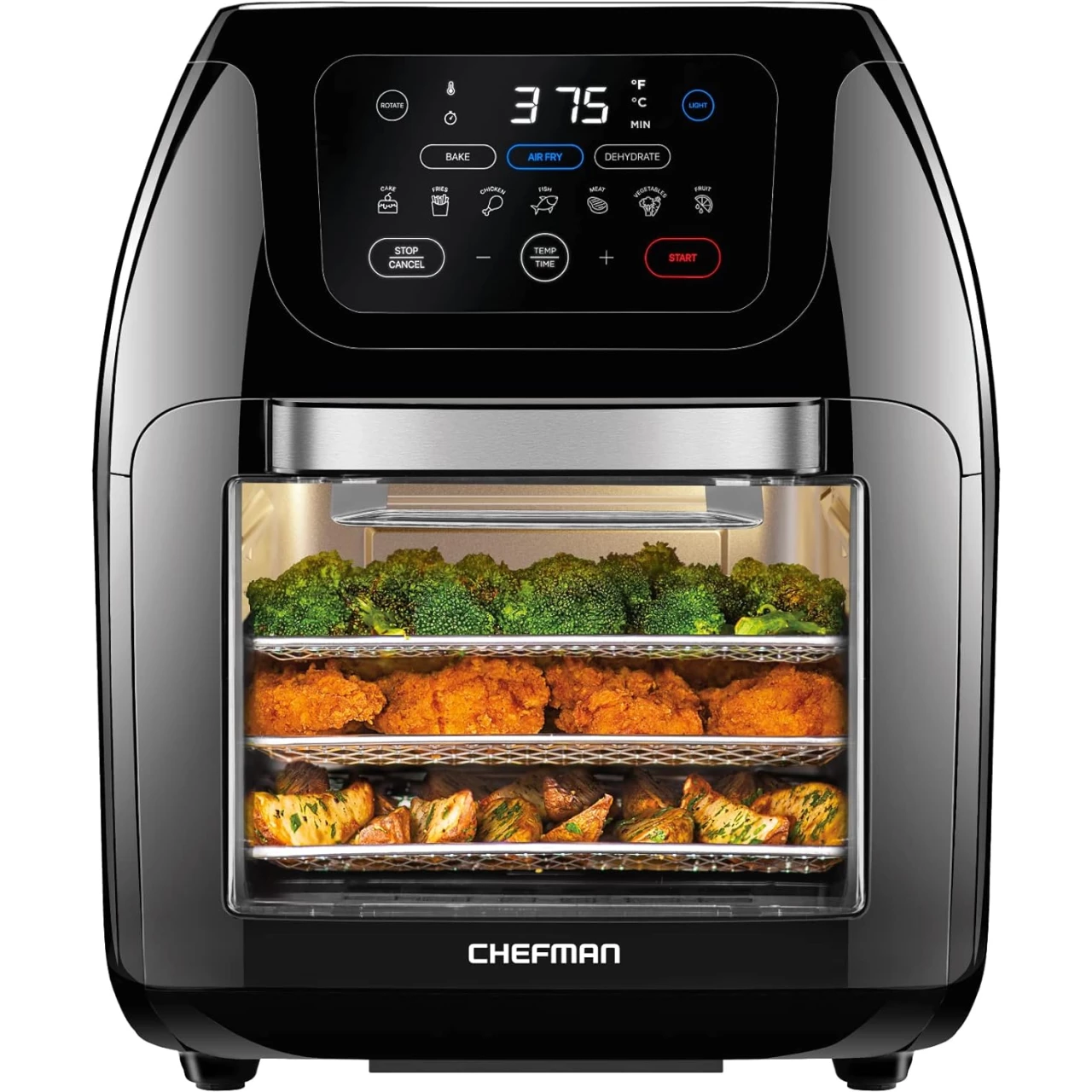 CHEFMAN Multifunctional Digital Air Fryer+ Rotisserie, Dehydrator, Convection Oven, 17 Touch Screen Presets