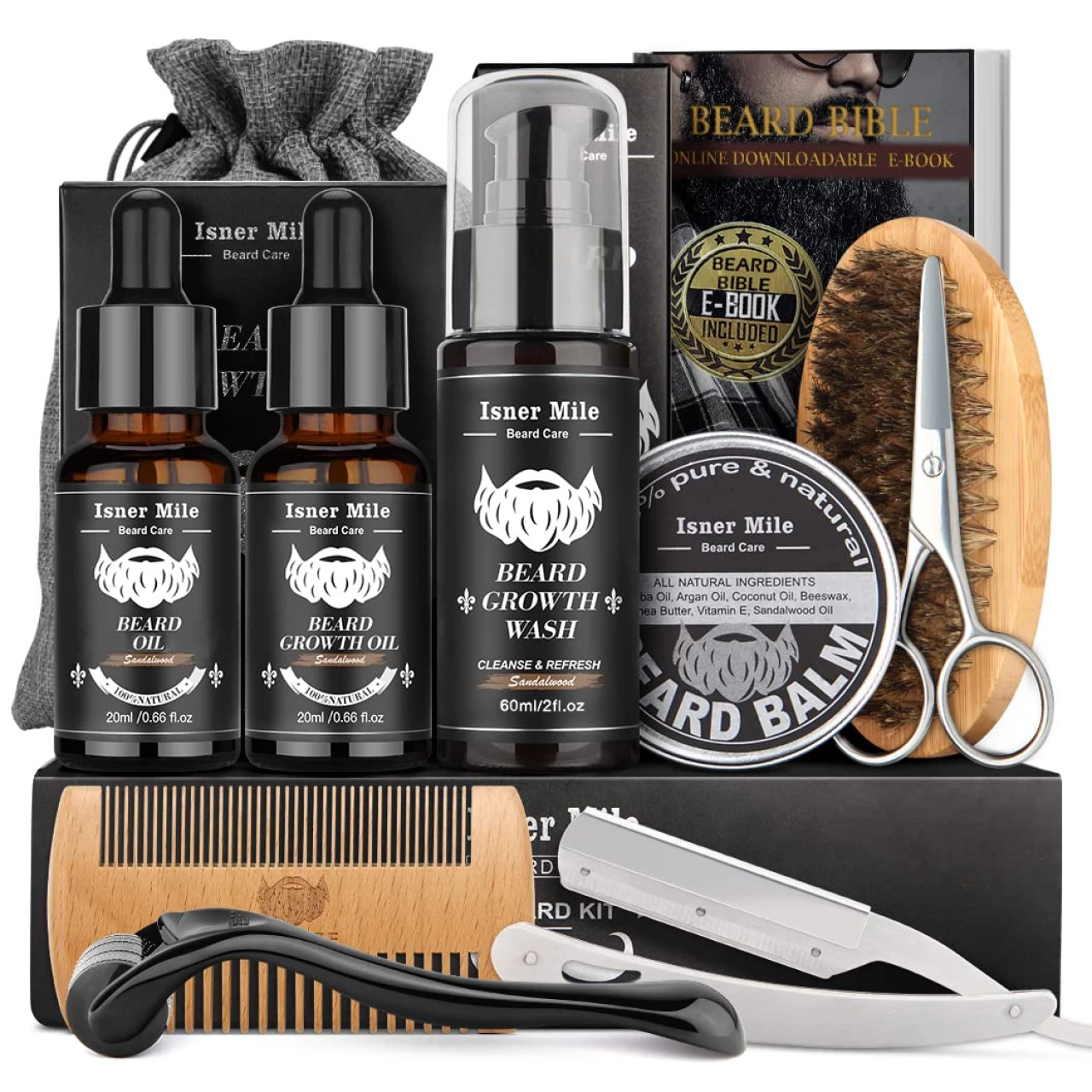 Isner Mile Beard Kit for Men, Grooming &amp; Trimming Tool Complete Set